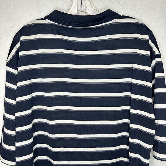 Atlanta Braves Men's Polo Shirt Navy Blue Striped Embroidery Logo Sz XL (46-48) - Picture 5 of 5